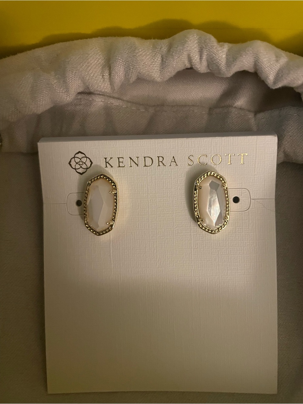 Kendra Scott Iridescent White and Gold Stud Earrings